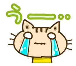 Cute Cat wearing a yellow striped shirt sticker #4953437