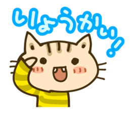 Cute Cat wearing a yellow striped shirt sticker #4953440