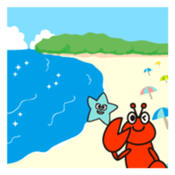 Stamp of cute shrimp sticker #4961888