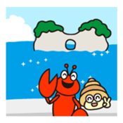 Stamp of cute shrimp sticker #4961889