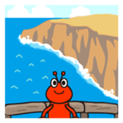 Stamp of cute shrimp sticker #4961891
