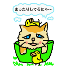 Cat and duckling(funny face version) sticker #5014178