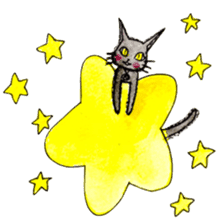 whimsical black cat marmei sticker #5018619