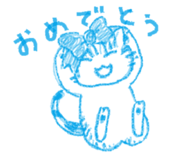 monochrome crayon cats sticker #5022114