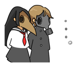 Gas mask boy and Plague doctor mask girl sticker #5031679