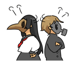 Gas mask boy and Plague doctor mask girl sticker #5031684