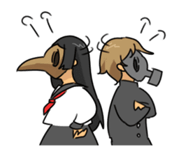 Gas mask boy and Plague doctor mask girl sticker #5031684