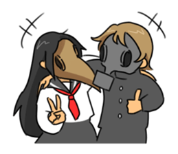 Gas mask boy and Plague doctor mask girl sticker #5031685