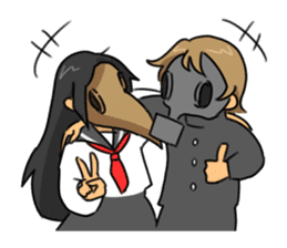 Gas mask boy and Plague doctor mask girl sticker #5031685
