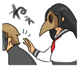 Gas mask boy and Plague doctor mask girl sticker #5031690