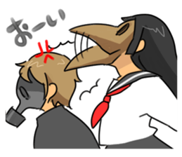 Gas mask boy and Plague doctor mask girl sticker #5031691