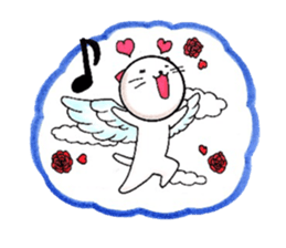 White cat Whitey calling on. sticker #5032689