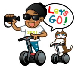 Selfie boy  and Hawaiian cute fat cat sticker #5041753