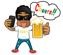 Selfie boy  and Hawaiian cute fat cat sticker #5041755