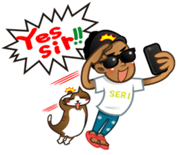 Selfie boy  and Hawaiian cute fat cat sticker #5041756