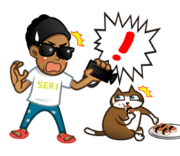 Selfie boy  and Hawaiian cute fat cat sticker #5041759