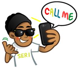 Selfie boy  and Hawaiian cute fat cat sticker #5041760