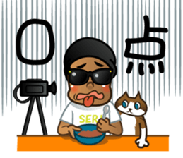 Selfie boy  and Hawaiian cute fat cat sticker #5041762