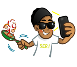 Selfie boy  and Hawaiian cute fat cat sticker #5041769