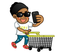 Selfie boy  and Hawaiian cute fat cat sticker #5041771