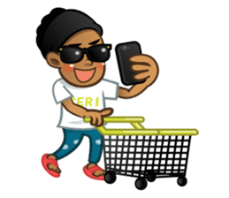 Selfie boy and Hawaiian cute fat cat sticker #5041771