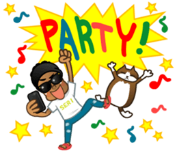 Selfie boy  and Hawaiian cute fat cat sticker #5041774