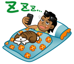 Selfie boy  and Hawaiian cute fat cat sticker #5041775
