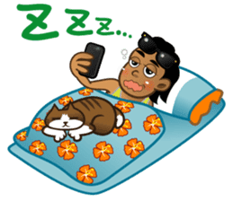 Selfie boy  and Hawaiian cute fat cat sticker #5041775