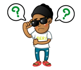 Selfie boy and Hawaiian cute fat cat sticker #5041776