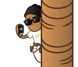 Selfie boy  and Hawaiian cute fat cat sticker #5041779