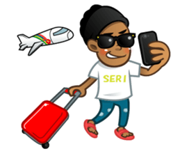 Selfie boy  and Hawaiian cute fat cat sticker #5041781