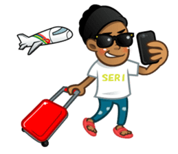 Selfie boy and Hawaiian cute fat cat sticker #5041781