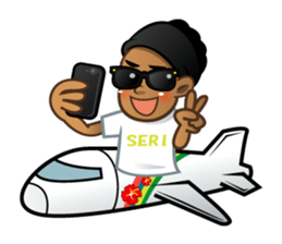 Selfie boy  and Hawaiian cute fat cat sticker #5041787