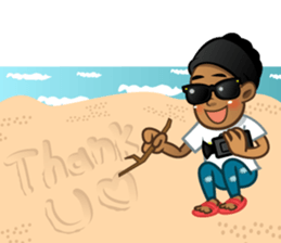 Selfie boy  and Hawaiian cute fat cat sticker #5041789