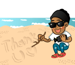 Selfie boy and Hawaiian cute fat cat sticker #5041789