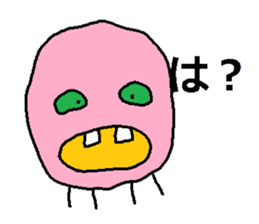 Pink face of carefree space germs. sticker #5045944