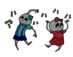 skull boy & girl sticker #5048230