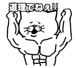 muscle soldier white cat sticker #5050708