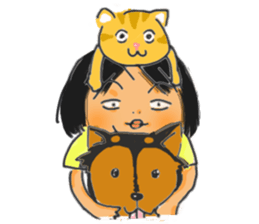 K.with her dog and kitty's, lol life sticker #5057296