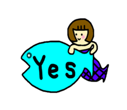 Bobbed hair seamaid"MARI" sticker #5064412