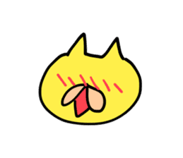Yellow cat of strange pose sticker #5074298