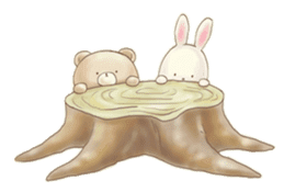 Cute bear and rabbit by Torataro sticker #5082344
