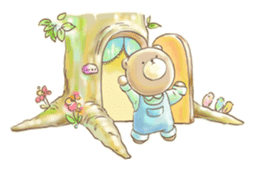 Cute bear and rabbit by Torataro sticker #5082345