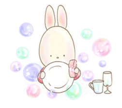 Cute bear and rabbit by Torataro sticker #5082350