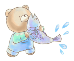 Cute bear and rabbit by Torataro sticker #5082351