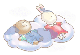 Cute bear and rabbit by Torataro sticker #5082354