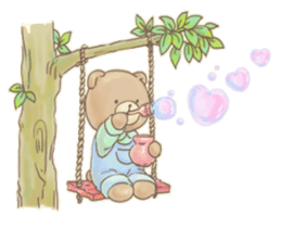 Cute bear and rabbit by Torataro sticker #5082356