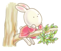 Cute bear and rabbit by Torataro sticker #5082357