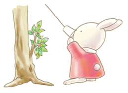 Cute bear and rabbit by Torataro sticker #5082375