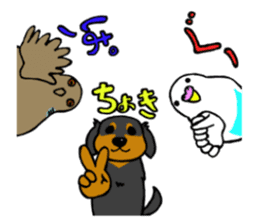 Dachshund Terry and two birds. sticker #5082593